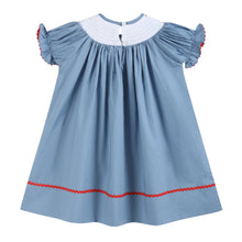 Load image into Gallery viewer, Blue Farm Animal Smocked Bishop Dress