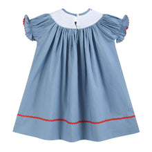 Load image into Gallery viewer, Blue Farm Animal Smocked Bishop Dress
