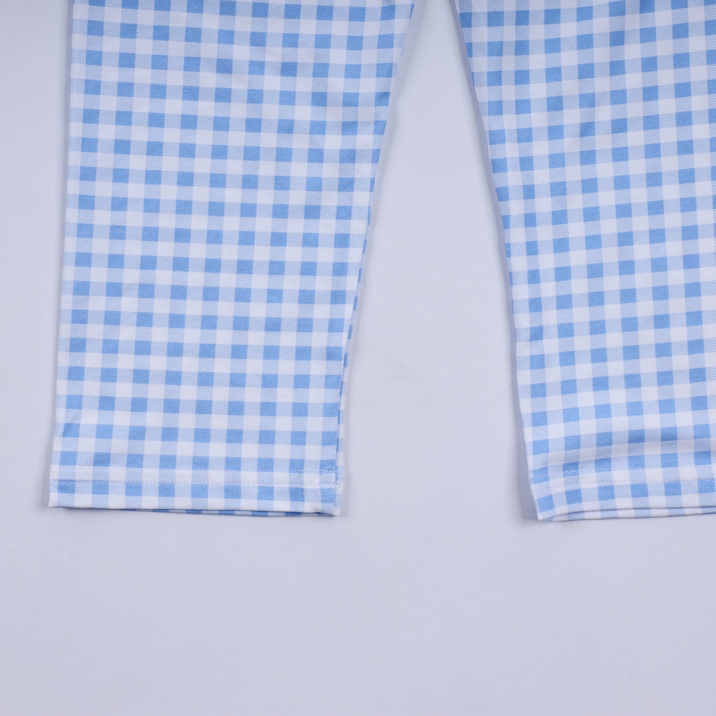 Blue gingerbread hand smocked gingham pants set - Abbies Place