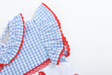 Load image into Gallery viewer, Blue Gingham Crawfish Smocked Dress
