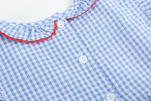 Load image into Gallery viewer, Blue Gingham Crawfish Smocked Dress