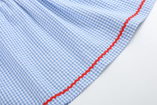 Load image into Gallery viewer, Blue Gingham Crawfish Smocked Dress