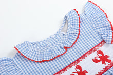Load image into Gallery viewer, Blue Gingham Crawfish Smocked Dress