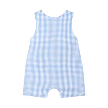 Load image into Gallery viewer, Blue Gingham Crawfish Smocked Shortalls