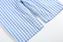 Load image into Gallery viewer, Blue Gingham Emergency Vehicles Smocked Overalls
