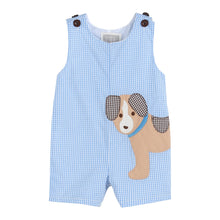 Load image into Gallery viewer, Blue Gingham Puppy Shortalls