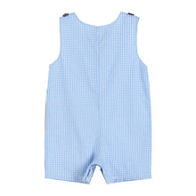 Load image into Gallery viewer, Blue Gingham Puppy Shortalls