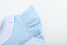 Load image into Gallery viewer, Blue Lil Sister Smocked Romper