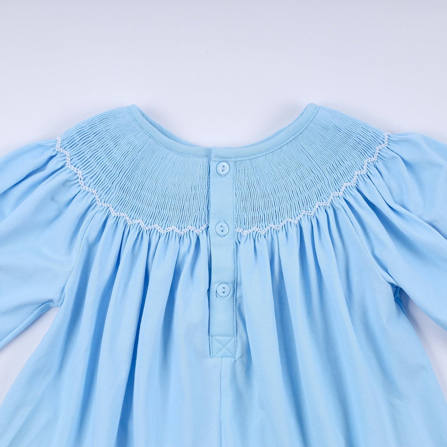 Blue nativity hand smocked ruffle pants set - Abbies Place