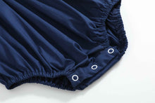 Load image into Gallery viewer, Blue Nativity Smocked Ruffle Romper