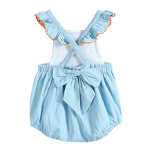 Load image into Gallery viewer, Blue Pumpkin Bubble Ruffle Romper