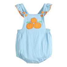 Load image into Gallery viewer, Blue Pumpkin Bubble Ruffle Romper