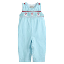 Load image into Gallery viewer, Blue Santa Smocked Overalls