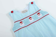 Load image into Gallery viewer, Blue Santa Smocked Overalls