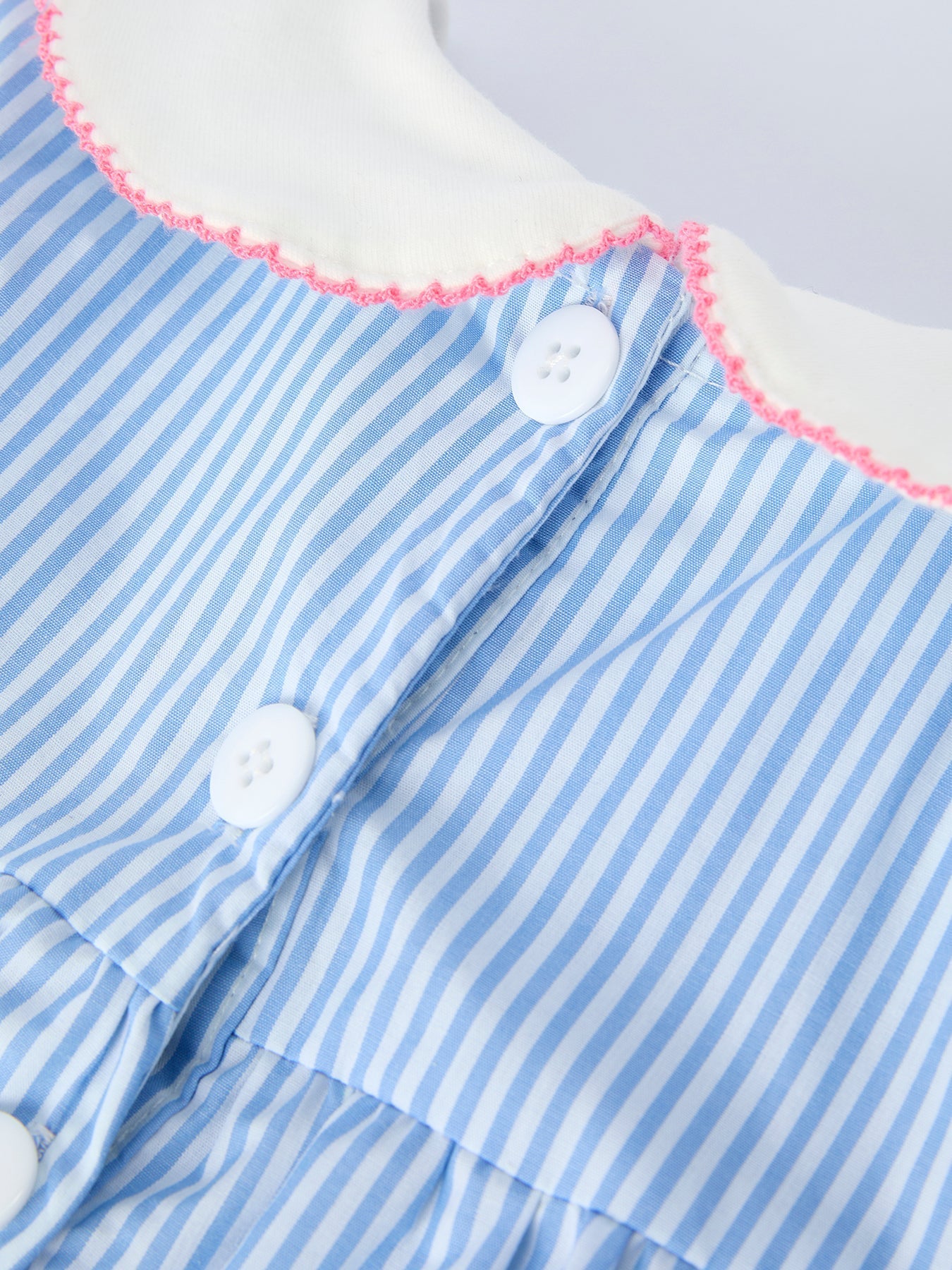 Blue Stripe Girl Dress Petal Peter Pan Collar Bow - Abbies Place