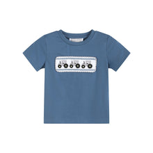 Load image into Gallery viewer, Blue Tractor Smocked Shirt and Gray Shorts Set