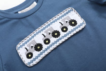Load image into Gallery viewer, Blue Tractor Smocked Shirt and Gray Shorts Set