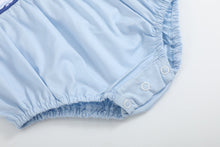 Load image into Gallery viewer, Blue Whale Smocked Collared Bubble Romper