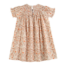 Load image into Gallery viewer, Brown Floral Smocked Bishop Dress