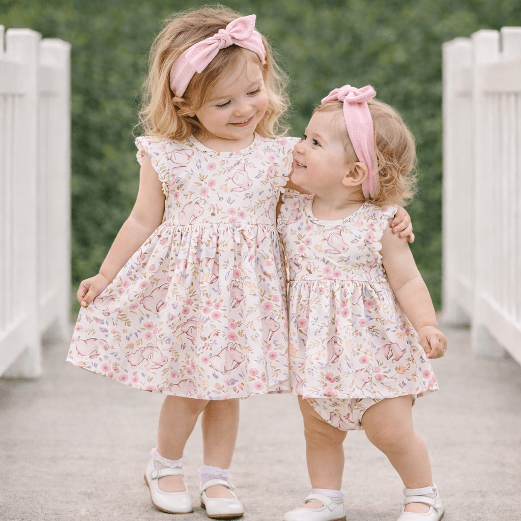 Bunny Blooms Baby Girl's Bamboo Skirted Bodysuit for Easter - Abbies Place