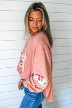 Load image into Gallery viewer, Flower Applique Patchwork Drop Sleeve Pullover Sweatshirt