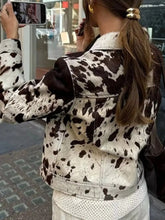 Load image into Gallery viewer, Cow Print Collared Neck Jacket