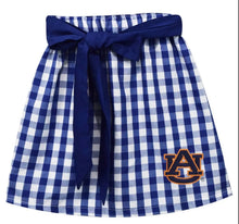 Load image into Gallery viewer, Auburn University Tigers Embroidered Big Check Navy Skirt with Tie - Image #1