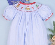 Load image into Gallery viewer, Gingerbread and Candy Smocked Baby Bubble - Image #2