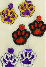 Load image into Gallery viewer, 2 Tier Seed Beaded Animal Paw Print Dangle Earrings - Abbies Place