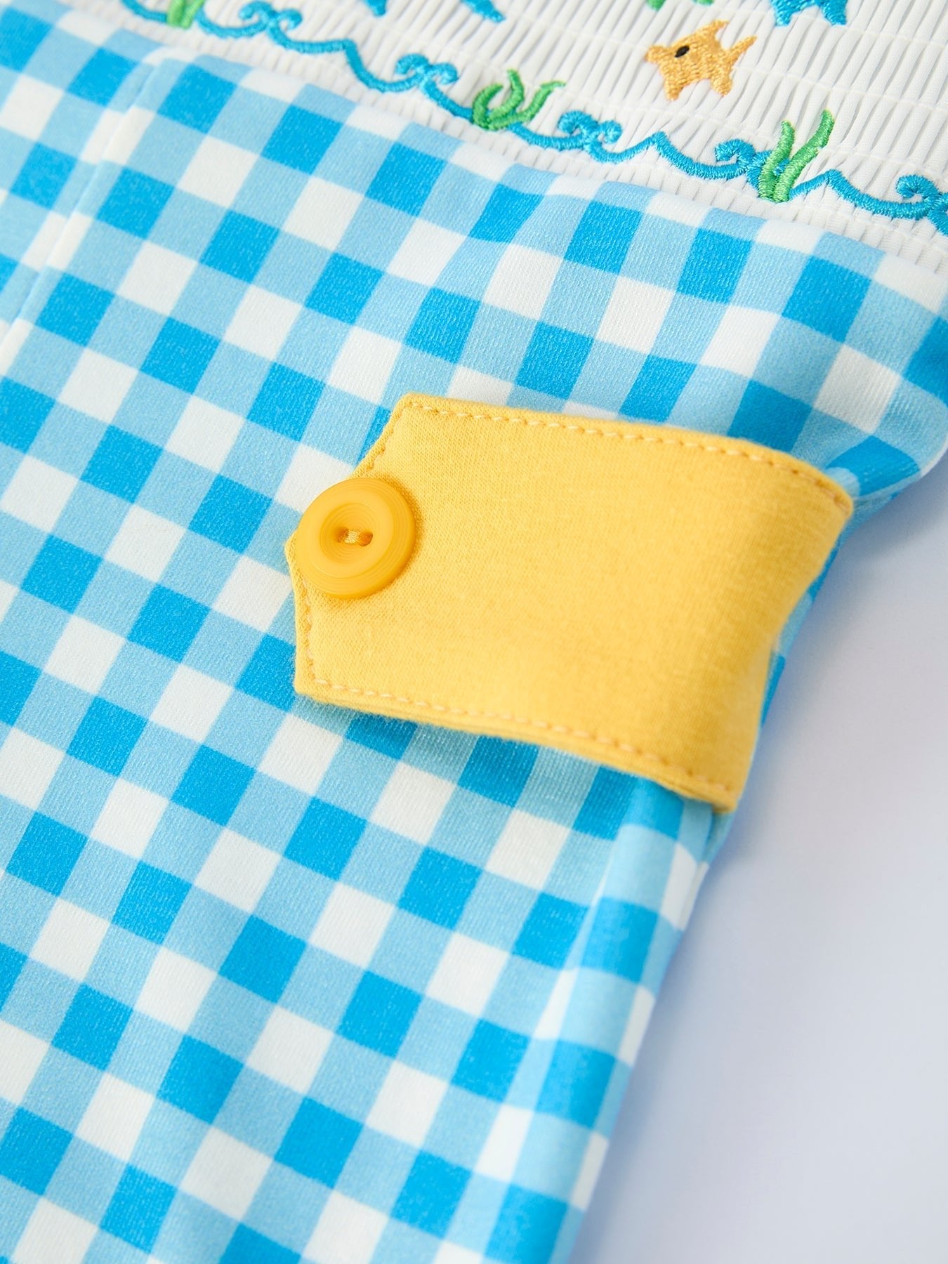 Fish Embroidery Smocking Plaid Baby Boy Romper - Abbies Place