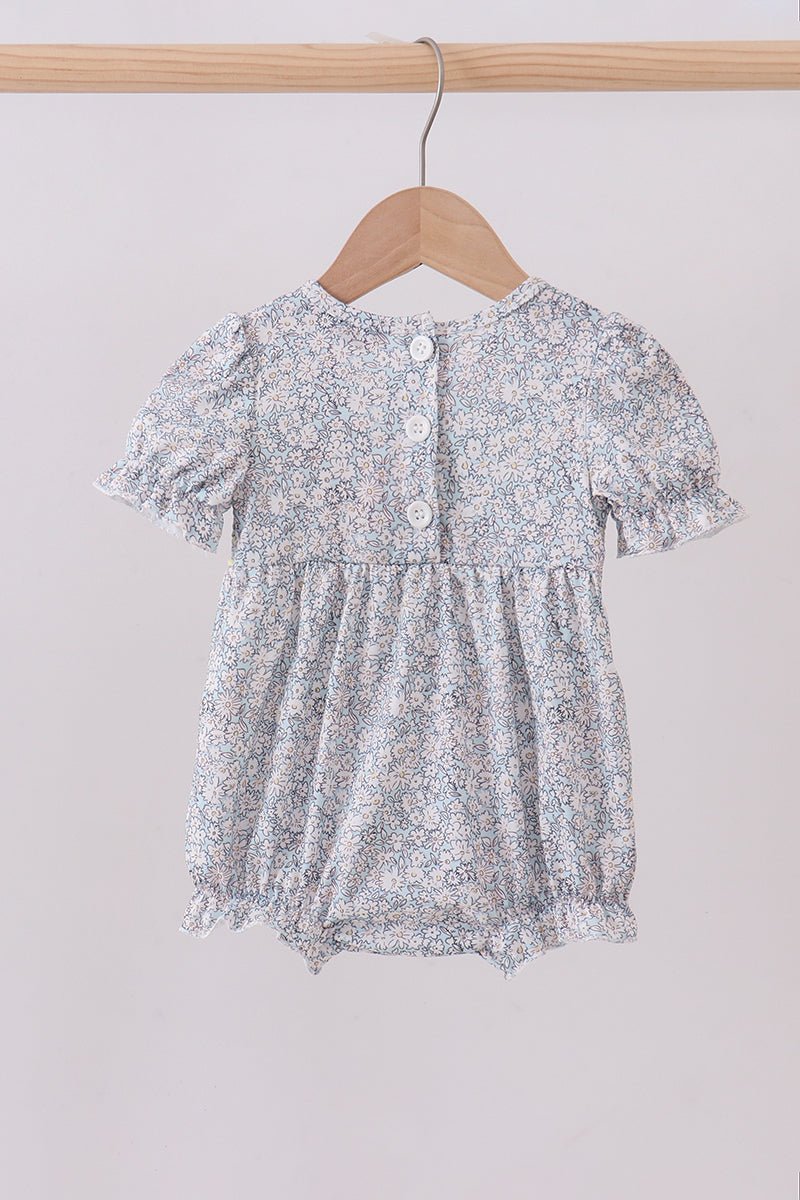 Floral bunny smocked bubble - Abbies Place