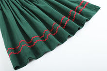 Load image into Gallery viewer, Green Christmas Mistletoe Smocked Bishop Dress