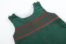 Load image into Gallery viewer, Green Christmas Smocked Overalls