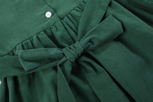 Load image into Gallery viewer, Green Corduroy Santa Smocked Dress