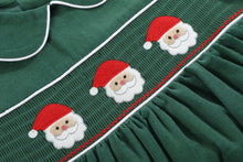 Load image into Gallery viewer, Green Corduroy Santa Smocked Dress