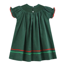 Load image into Gallery viewer, Green Corduroy Smocked Bishop Dress