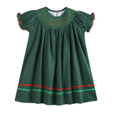 Load image into Gallery viewer, Green Corduroy Smocked Bishop Dress