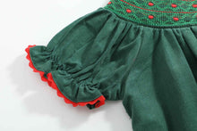 Load image into Gallery viewer, Green Corduroy Smocked Bishop Dress