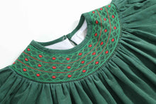 Load image into Gallery viewer, Green Corduroy Smocked Bishop Dress