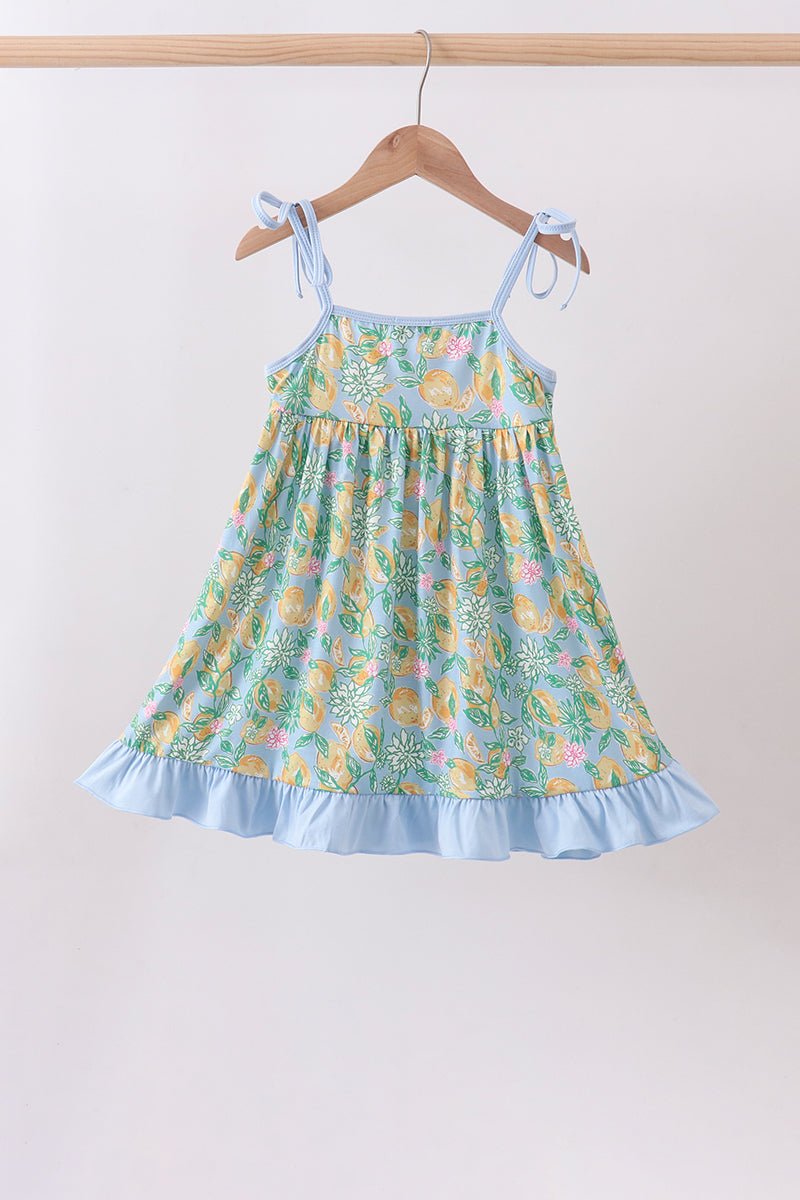 Green lemon smocked ruffle dress - Abbies Place