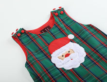 Load image into Gallery viewer, Green & Red Gingham Santa Overalls