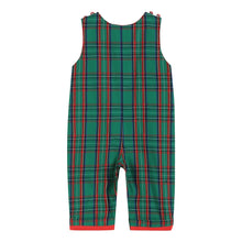 Load image into Gallery viewer, Green & Red Gingham Santa Overalls