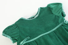 Load image into Gallery viewer, Green Velvet and Satin Bow Christmas Dress