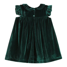 Load image into Gallery viewer, Green Velvet Ruffle Dress