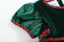 Load image into Gallery viewer, Green Velvet Tartan Bows Dress