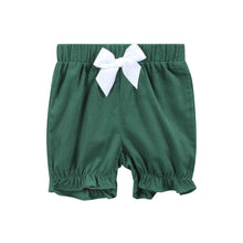Load image into Gallery viewer, Green Corduroy Santa Smocked Dress and Bloomers