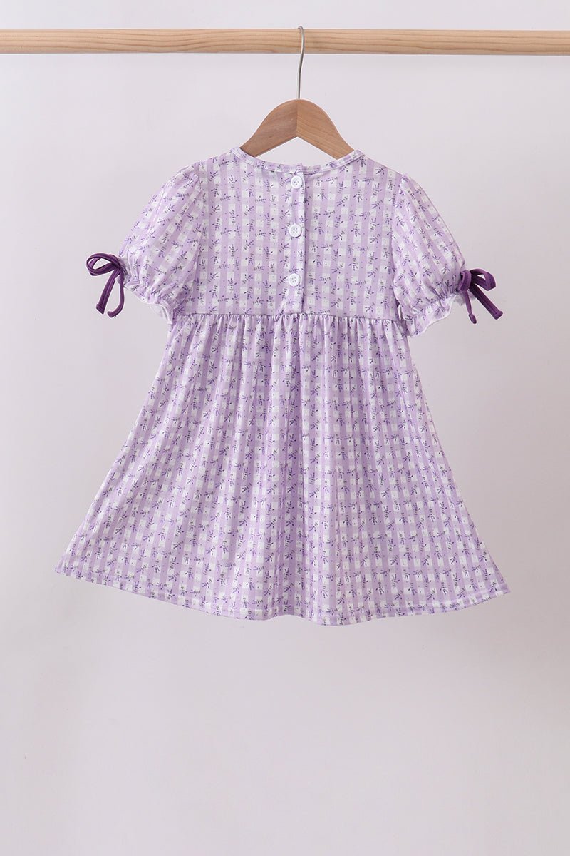 Lavender floral smocked ruffle dress - Abbies Place