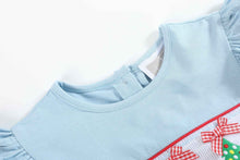 Load image into Gallery viewer, Light Blue Christmas Tree Smocked Knit Dress