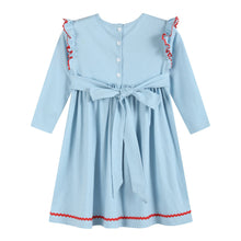 Load image into Gallery viewer, Light Blue Christmas Tree Smocked Knit Dress