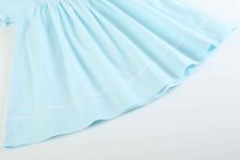 Load image into Gallery viewer, Light Blue Daisy Smocked Bishop Dress